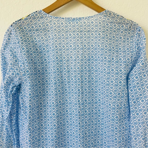 J McLaughlin Tunic Top S Coastal Boho Peasant Blouse Colorful Resort Beachwear - Picture 9 of 16